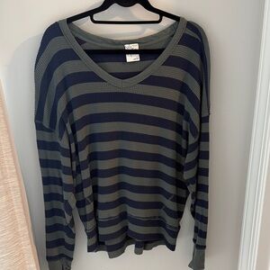 Aerie Navy and Gray Striped Top